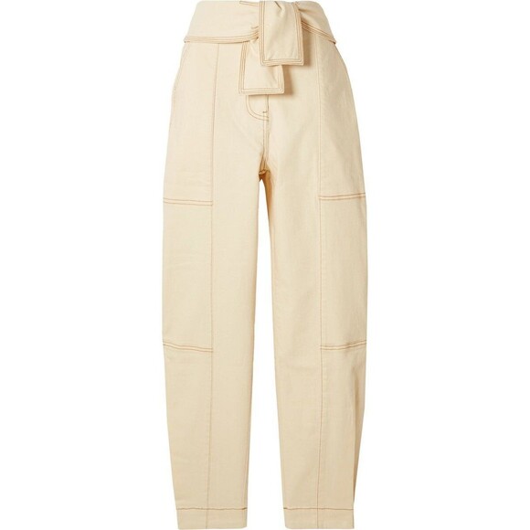 Ulla Johnson Storm Tie Waist Tapered Jeans in Color Blanc Size 4 MSRP $395 - Picture 5 of 11